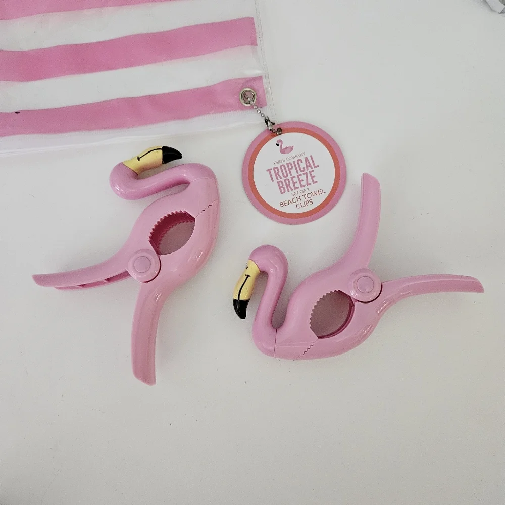 Beach Towel Clips Set of Two Two's Company Flamingo
